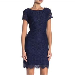 Laundry by Shelli Segal navy blue lace overlay dress